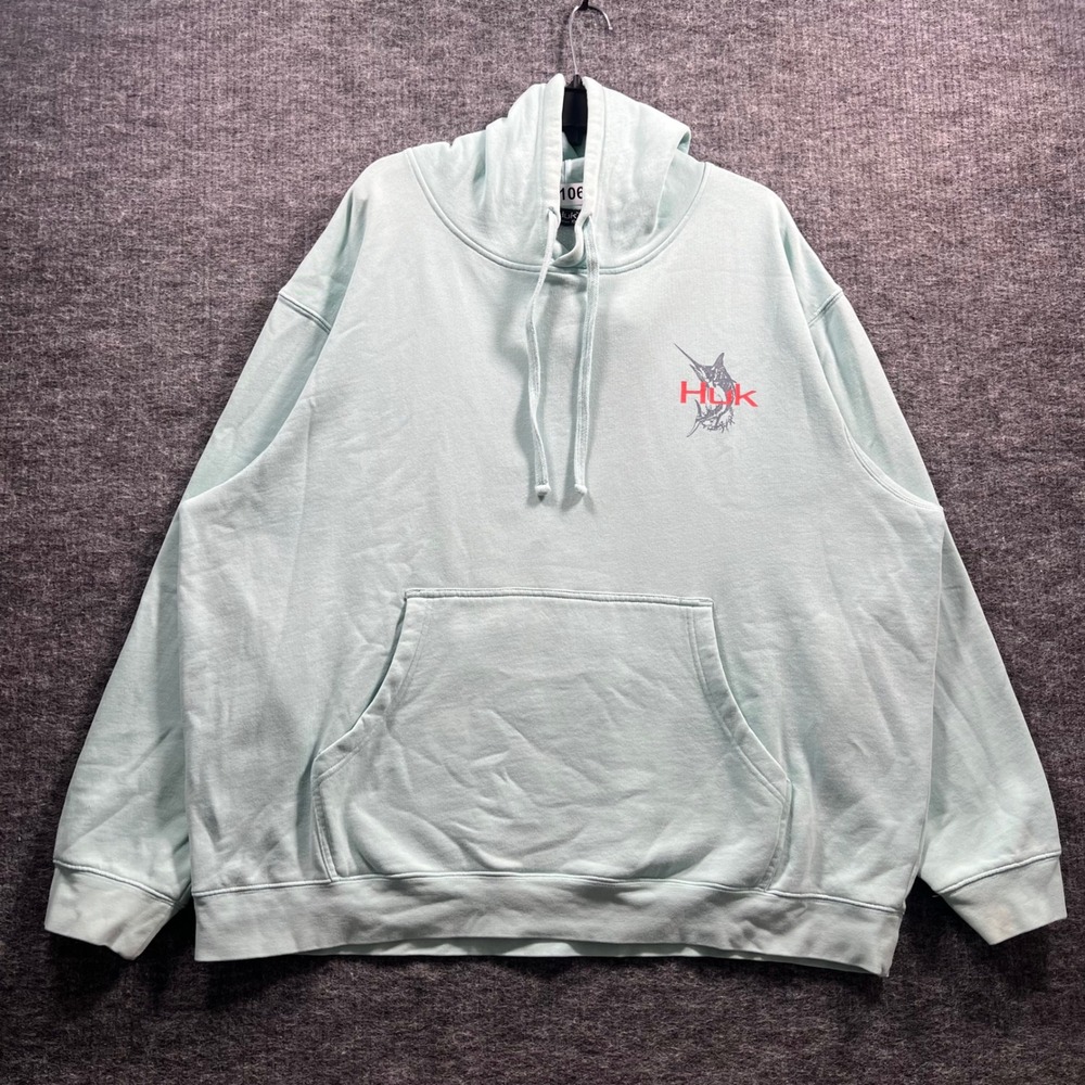 Huk Performance Fishing Hoodie XXL Light Blue Marlin Graphic Pullover